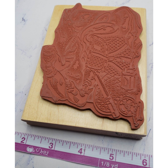 Fly Fishing Fish Collage Creative Impressions Wood Mounted Rubber Stamp - Picture 7 of 7
